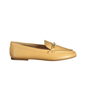 Ralph Lauren Beige Leather Women Flat Shoe