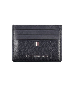 Tommy Hilfiger Sleek Blue Leather Card Holder with Contrast Details