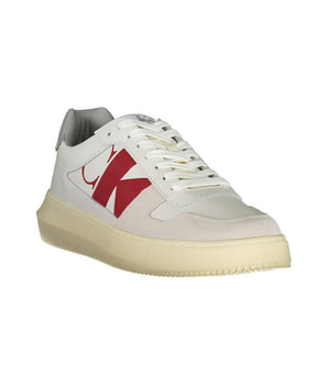 Calvin Klein Sleek White Lace-Up Sneakers with Contrast Details