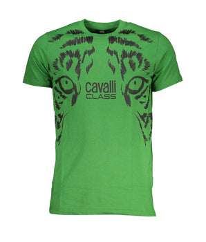 Cavalli Class Green Cotton T-Shirt