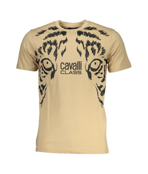 Cavalli Class Beige Cotton T-Shirt