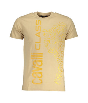 Cavalli Class Beige Cotton T-Shirt