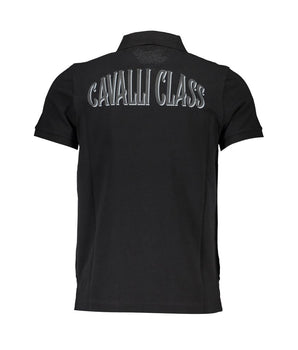 Cavalli Class Black Cotton Men Polo Shirt