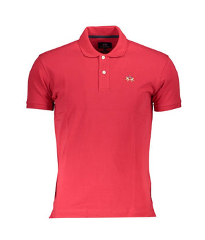 La Martina Red Cotton Men Polo Shirt