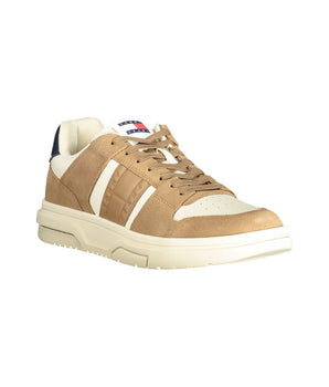Tommy Hilfiger Beige Leather Men Sneaker