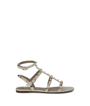 Valentino Garavani White Calf Leather Bos Taurus Sandals