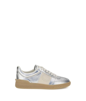 Valentino Garavani Silver Calf Leather Bos Taurus Low Top Sneakers