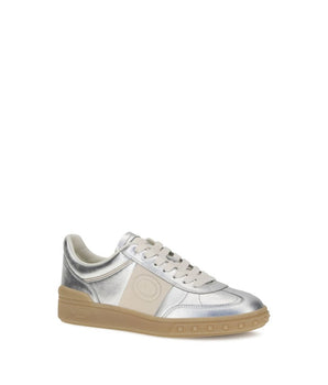 Valentino Garavani Silver Calf Leather Bos Taurus Low Top Sneakers