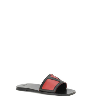 Valentino Garavani Red Calf Leather Bos Taurus Sandals
