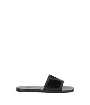 Valentino Garavani Black Calf Leather Bos Taurus Sandals