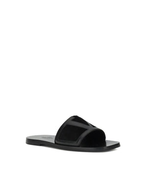 Valentino Garavani Black Calf Leather Bos Taurus Sandals