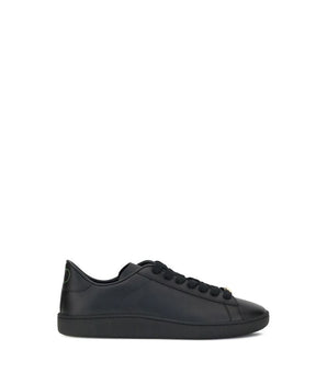 Valentino Garavani Black Calf Leather Bos Taurus Low Top Sneakers