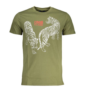 Cavalli Class Green Cotton T-Shirt
