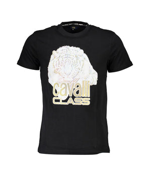 Cavalli Class Black Cotton Men T-Shirt