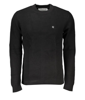 Calvin Klein Sleek Black Crew Neck Sweater with Logo