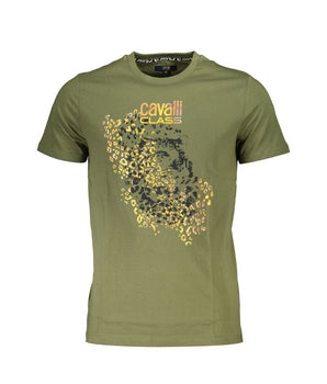 Cavalli Class Green Cotton Men T-Shirt