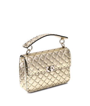 Valentino Garavani Gold Calf Leather Bos Taurus Shoulder Bag