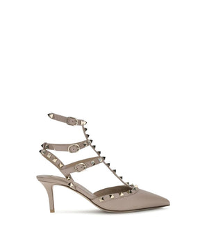 Valentino Garavani Gray Calf Leather Bos Taurus High Heel Pumps