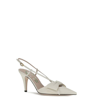 Valentino Garavani White Calf Leather Bos Taurus High Heel Pumps