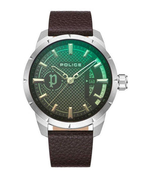 Police Brown Leather Dress Watch