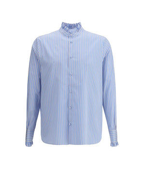 Valentino Striped plastron and ruffle shirt