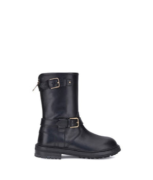 Dolce & Gabbana Black Calf Leather Bos Taurus Lace-Up Boots