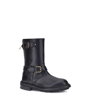 Dolce & Gabbana Black Calf Leather Bos Taurus Lace-Up Boots
