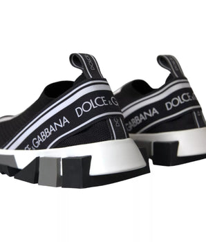 Dolce &amp; Gabbana Black White Slip On Sorrento Sneakers Shoes