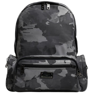 Mochila Dolce &amp; Gabbana de algodón gris con placa de logotipo de camuflaje