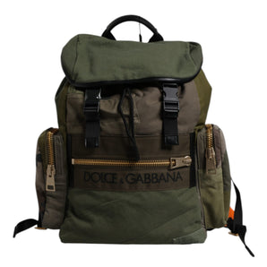 Dolce & Gabbana Green Patchwork Travel Backpack Military Bag