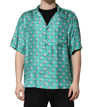 Camisa casual de manga corta con estampado verde de Dolce &amp; Gabbana