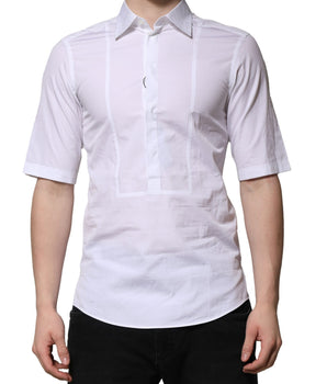 Camisa formal de manga corta de algodón blanco Dolce &amp; Gabbana para hombre
