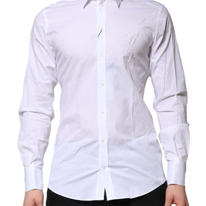Dolce & Gabbana White Cotton GOLD Long Sleeves Formal Shirt