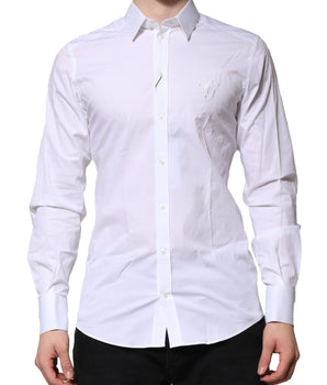 Camisa formal de manga larga Dolce &amp; Gabbana de algodón blanco dorado