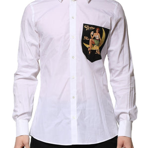 Dolce & Gabbana White Cotton MARTINI Long Sleeve Formal Shirt
