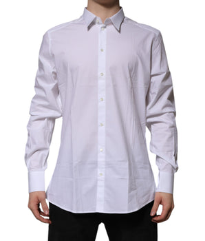 Camisa formal de manga larga Dolce &amp; Gabbana de algodón blanco dorado