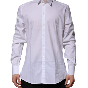 Dolce & Gabbana White Cotton GOLD Long Sleeves Formal Shirt