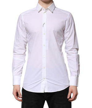 Camisa formal de manga larga Dolce &amp; Gabbana de algodón blanco dorado