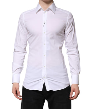 Camisa formal de manga larga Dolce &amp; Gabbana de algodón blanco dorado