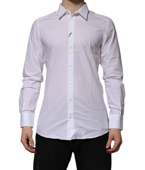 Camisa formal de manga larga Dolce &amp; Gabbana de algodón blanco dorado