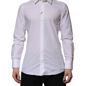 Dolce &amp; Gabbana White Cotton GOLD Long Sleeves Formal Shirt