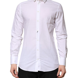 Dolce &amp; Gabbana White Cotton GOLD Long Sleeves Formal Shirt