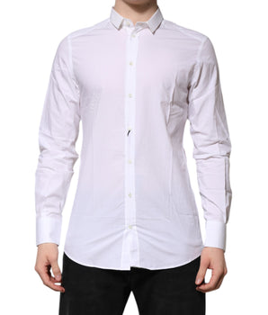 Dolce & Gabbana White Cotton GOLD Long Sleeves Formal Shirt