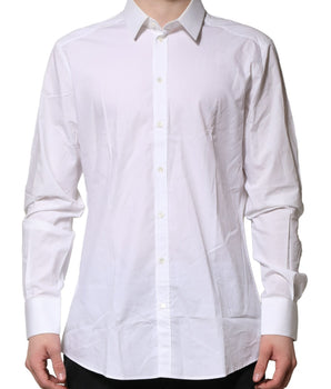 Camisa formal de manga larga Dolce &amp; Gabbana de algodón blanco dorado