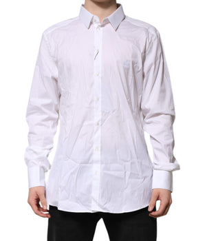Camisa formal de manga larga Dolce &amp; Gabbana de algodón blanco dorado