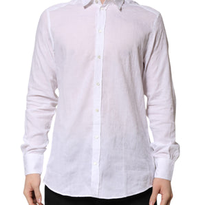 Dolce &amp; Gabbana White Cotton Long Sleeves Collared Formal Shirt