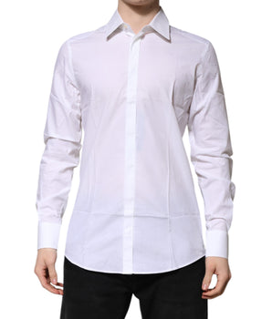 Camisa formal de manga larga Dolce &amp; Gabbana de algodón blanco dorado