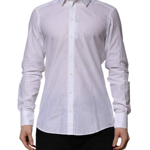 Dolce &amp; Gabbana White Cotton MARTINI Long Sleeve Formal Shirt