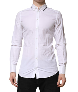 Camisa formal de manga larga Dolce &amp; Gabbana de algodón blanco dorado