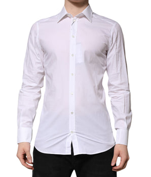 Dolce &amp; Gabbana White GOLD Long Sleeves Dress Men Formal Shirt